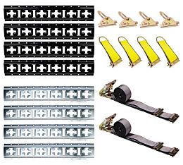 E-Track Kit - Cross X-Track Rail, 2_ O-Ring, 6_ Rope Tie-Offs w_ D-Ring & 2_ x 16_ Ratchet Straps Main Image View - Mytee Products