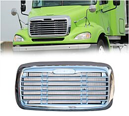 OEM A17-15107-000, A1715251003 Black Chrome Grille Kit w_ Bug Screen for Freightliner Columbia (2000-2008) Main Tilt Image - Mytee Products