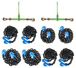 G100 Transportation Chains, Grab Hook with Hi-Viz Ratchet Chain Binder - Main image - Mytee Products