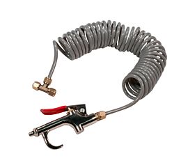 Gray Polyurethane Air Hose with Blow Gun and T-Connector Hose Left View- Mytee Products