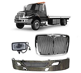 Front Bumper Cover Kit w/ Grille & Halogen Fog Lights – Compatible w/ International ProStar 2008-2020, 9100-9400 Series – Replaces AMO451SSC, AM0451SSC, 3815-291-C, 564.55003N - Mytee Products1