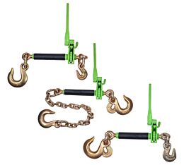 Hi-Viz Green Folding Handle Ratchet Binder w/ Grab, Slip & Sling Hooks