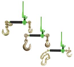 Hi-Viz Green Folding Handle Ratchet Chain Binders with Grab & Slip Hooks - Mytee Products