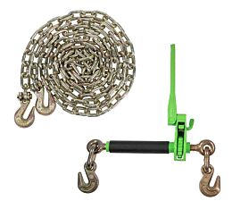 Hi-Viz Green Quick Ratchet Chain Binder with G70 Chain - Binder 3Image -  Mytee Products