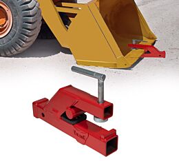 High-Strength 2 Red Ball Mount Receiver with Clamp-On Trailer Hitch for Deere and Bobcat Tractor Buckets - Main Image View - Mytee Products
