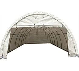 20&#039;(W) x 30&#039;(L) x 12&#039;(H) Hay Storage Building Single Truss Hoop Shelter with 22 Oz PVC Fabric Front Close View-Mytee Products