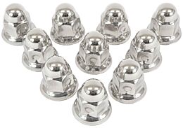 Stainless Steel Push-On Lug Nut Cover with Flange, 33mm, 2” (H), (Set of 10 Pcs)