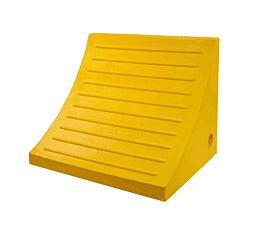 Medium Polyurethane Yellow Wheel Chock W/ Mounting Holes & 60T Load Capacity - 15" W x 10-1/2" H x 12" D