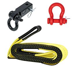Off-Road Recovery Kit – 1 Pc. 2 In. Hitch Shackle Receiver, 1 Pc. 3/4 In. Bolt-Type Anchor Shackle And 1 Pc. 4 In. x 20 Ft. Recovery Strap