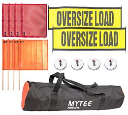 Oversize Load Signs, Flags w_ Wire Loop & Dowel, & Mounting Magnets w_ Carry Bag - Truck Safety Supply Full Kit View - Mytee Products