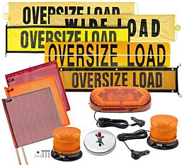 Vinyl Mesh Flags, Magnetic Holders, OVERSIZE LOAD Banners & Amber LED Safety Strobe Lights Kit -Main image - Mytee Products