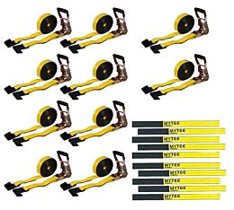 Ratchet Straps 2 x 30'  wflat hook WLL 3,333 lbs with Cordura Sleeve - Black-Mytee Products