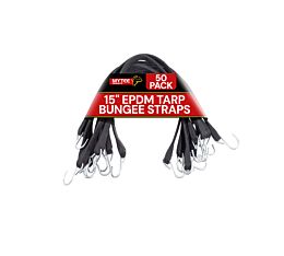 15" EPDM Tarp Bungee Straps Crimped Hooks -50 Pack