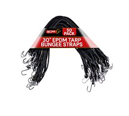Dynamic Flexibility in Black 30 EPDM Adjustable Tarp Bungee Strap with S-shaped Metal Hook - 50-Pcs Set by Mytee Products