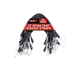 31" EPDM Tarp Bungee Straps w/ Crimped Hooks -50 Pack