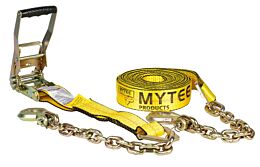2&quot; x 30&#039; Ratchet Strap with  3,400WLL Chain Anchor End Fitting-Yellow-Mytee Products