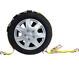 2 Inch x 10 ft. Over the Tire Ratchet Tie Down Strap with Wire Hooks and Rubber Blocks
