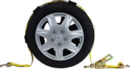 2 Inch x 9 ft. Over the Tire Ratchet Strap w/ Swivel J Hooks & Rubber Pads