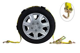 2 Inch x 12 ft. Over the Tire Ratchet Tie Down Strap w/ Swivel J Hooks & 3 Sliding Rubber Pads