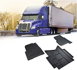 Semi Truck Floor Mats Fits Freightliner Cascadia 113 & 125 & Cummins Engine - 3 Pcs Set Action Shot View - Mytee Products