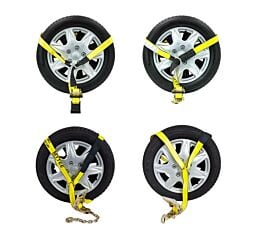 2&quot; Car Tie Down Strap with O-Ring and Gold Chromate Ratchet with Multiple Hooks by Mytee Products