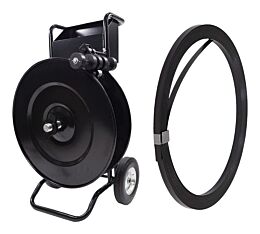 Strapping Cart Dispenser w/ 1/2" x 0.020" x 200' Black Steel Strapping Coil Roll