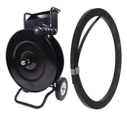 Strapping Cart Dispenser w/ 1/2" x 0.020" x 300' Black Steel Strapping Coil Roll
