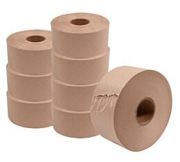 Superior Strength Water-Activated Fiber Reinforced Packing Tape - 8 Rolls Pack , 450ft, 40 lbs - Mytee Products