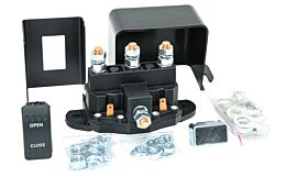 12V Grounded Winch Motor Reversing Solenoid Kit, 150 Amps, Rocker Switch, Terminal Rings & Mounting Hardware