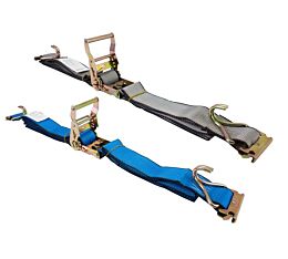 Versatile Blue & Gray E-Track Straps with E Fitting, Wire Hook, Ratchet Handle, 2_ Wide, 12_-16_ Long, 500 lbs WLL - Mytee Products
