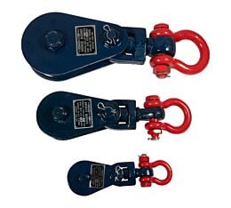 Versatile Snatch Block with Shackle Sheave 3-4.5 Front Side View Mytee Products