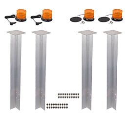 Viking Adjustable Beacon Bracket with Amber LED Short Dome Strobe Light Permanent Mount  Magnetic - MAin config image - Mytee Products