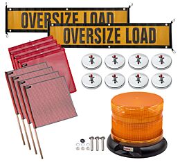 Pilot Car Kit - Vinyl Mesh Flags, Magnetic Holder, OVERSIZE Banner and Amber LED Strobe Light