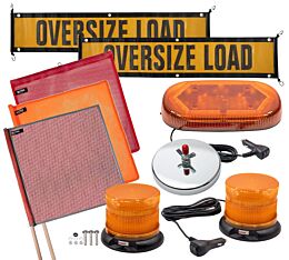Vinyl Mesh Flags, Magnetic Holders, OVERSIZE LOAD Banners & Amber LED Safety Strobe Lights Kit -Main image - Mytee Products