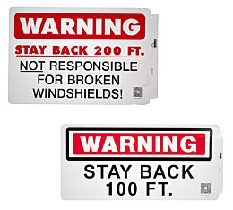 Warning Stay Back, Not Responsible For Broken Windshields Sign - Self-Adhesive Decals - Mytee Products