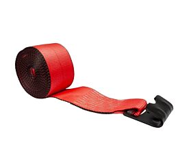 4" x 30' Winch Strap with Flat Hook - Red, Flatbed tie down straps WLL 5400 lbs