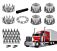 Complete Chrome Axle Cover Kit w 33 mm Spiked Lug Nut Covers Full View - Mytee Products