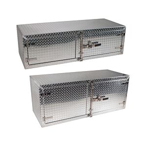 Aluminum Underbody Mounted Diamond Plate Trailer Tool Box w/ Paddle Lock & Double Door