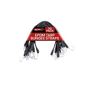 EPDM Tarp Bungee Straps w/ Crimped and S-shaped Hooks - 50 Pack