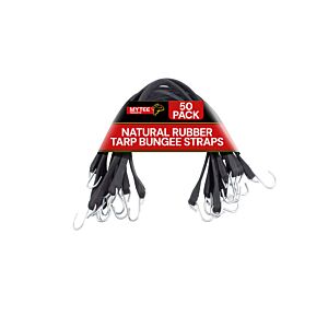 Natural Rubber Tarp Bungee Straps w/ Crimped Hooks - 50 Pack