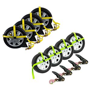 Auto Tie Down Straps w/ Snap Hook 4pc Set