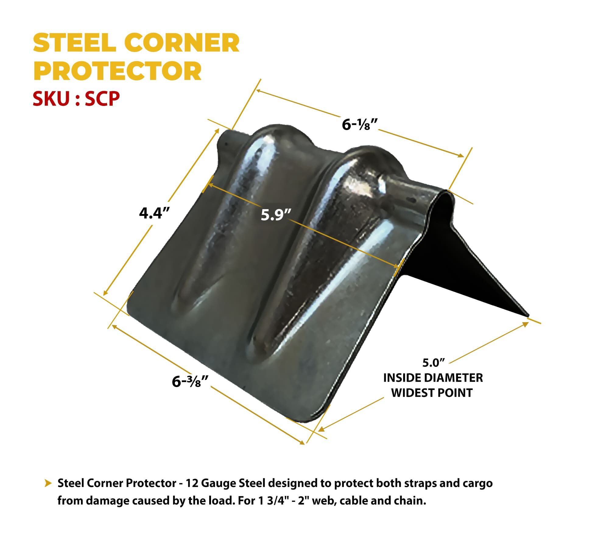 PM Corner Protectors Edge Guards For Flatbed Trailer Winch Straps – 2-Pack, Heavy Duty