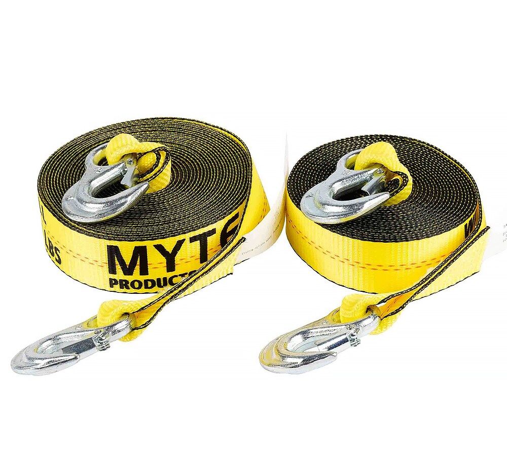 4 Pack – 2" X 8' Tow Straps With Forged J-Hooks – Hi-Vis Green – 10K Lbs Breaking Strength