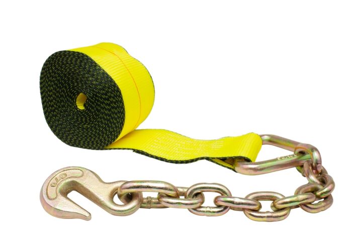 4" x 30' Winch Strap with Chain Anchor, Flatbed tie down straps with 5400 WLL-Mytee Products