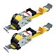 (2 Pack) 2" X 10' Retractable Ratchet Tie-Down Strap with Narrow Flat Hooks - 1,100 lbs WLL, High-Abrasion Webbing