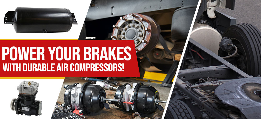 Durable air compressors powering truck brake systems