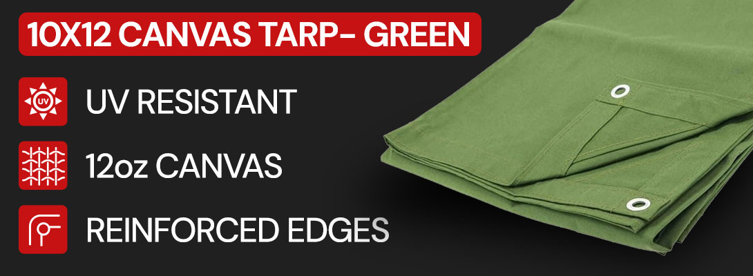 Heavy duty 10x12 Green Canvas Tarp