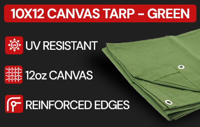 Heavy duty 10x12 Green Canvas Tarp