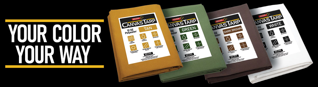 Tan-green brown white canvas tarps