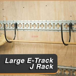 Horizontal and Vertical Cross Style E Track with J Rack close - Mytee Products